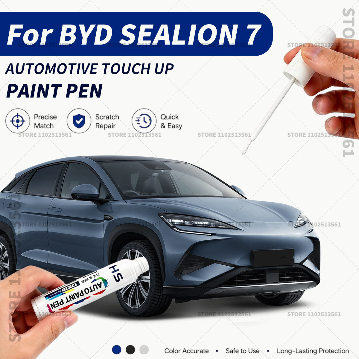 Paint Model Kit - BYD SEALION 7用 白黒プロ仕様車タッチアップペイントペン スクラッチリペアペイントブラシ 自動車塗装修復用