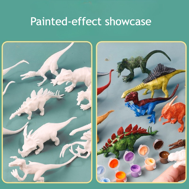 恐竜塗り絵キット 8個の白い模型と絵の具付き 子供向けクリエ - Paint Model Kit のレビューと価格