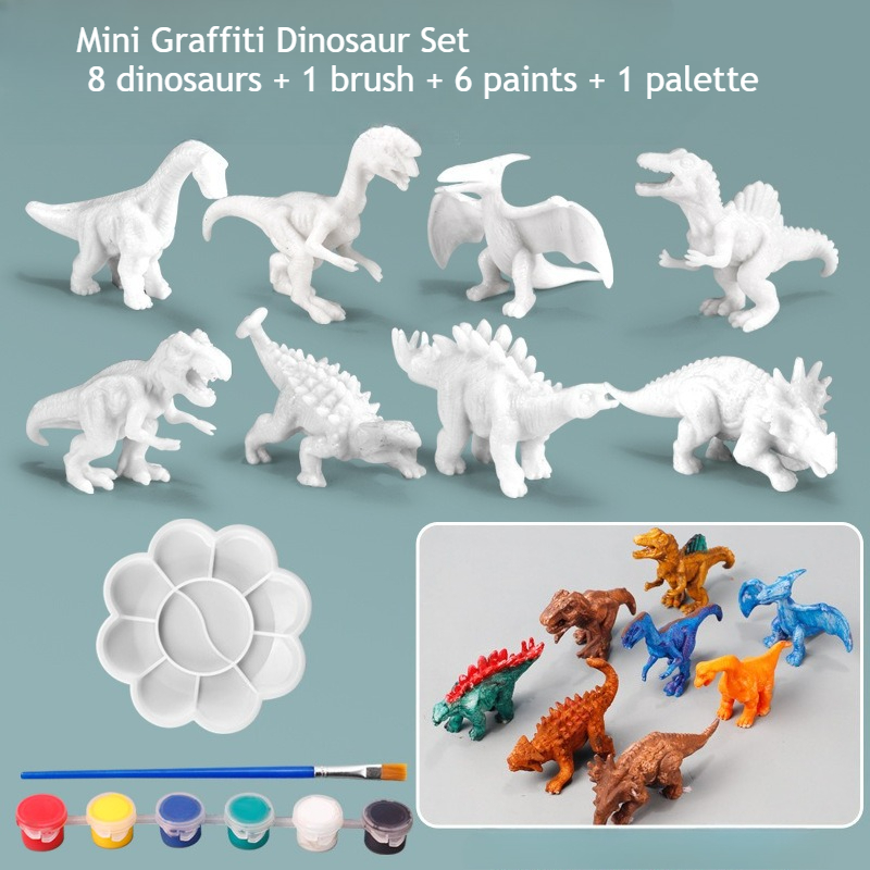 恐竜塗り絵キット 8個の白い模型と絵の具付き 子供向けクリエ - Paint Model Kit のレビューと価格