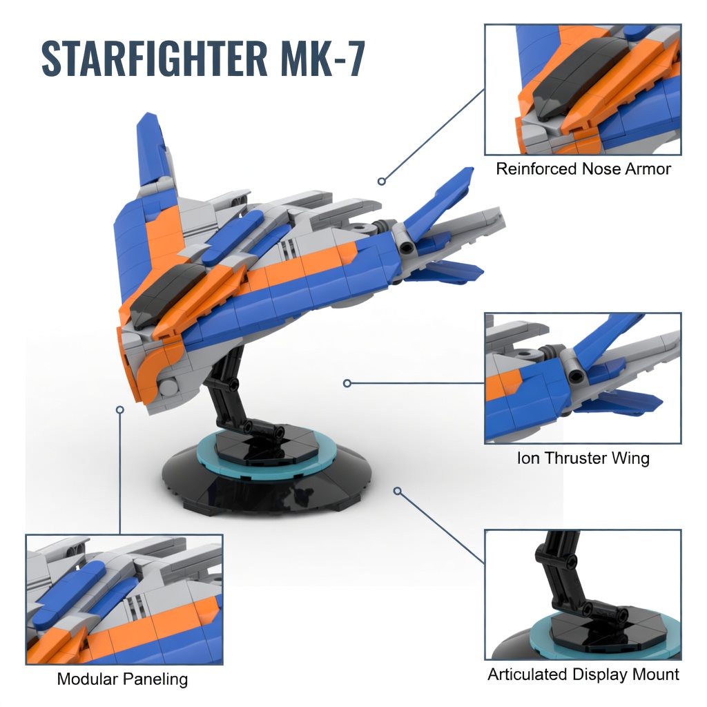 MOC SF宇宙船ビルディングブロック ブルーオレンジ ギャ - Model Kit Fantasy のレビューと価格
